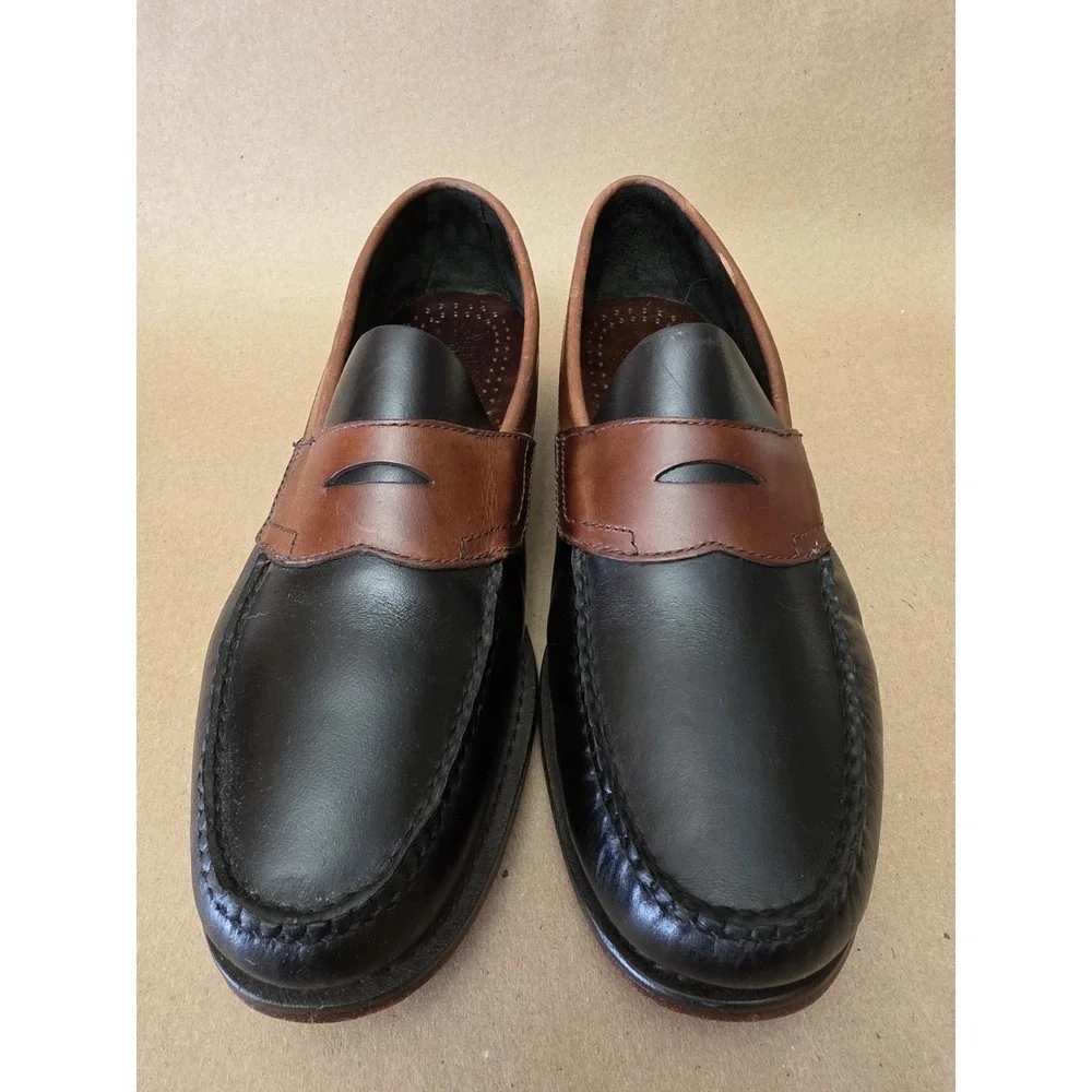 G.H. Bass Weejuns Sz 9.5 D Carl Slip-On Leather Belk 125 Dress Shoes Black Brown